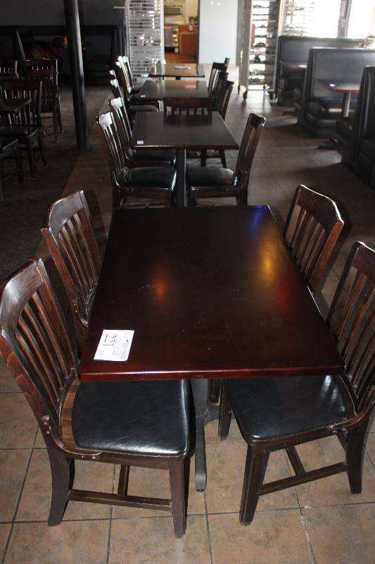 lot 221 image: Lot of (4) Wood Dining Table w 4-Chairs Per Table