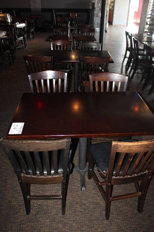 lot 219 image: Lot of (4) Wood Dining Table w 4-Chairs Per Table