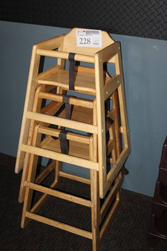 lot 228 image: Lot of (3) Wood Childrens High Chairs