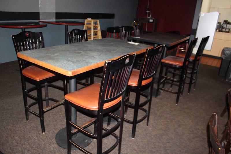 lot 223 image: Lot of (2) Tall Tables w 4-Chairs Per Table