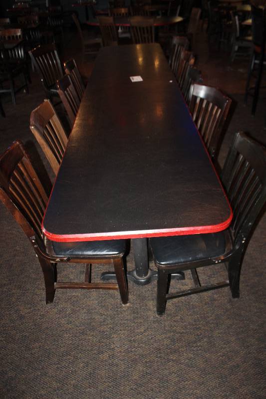 lot 222 image: Commercial 10-Seat Dining Table w 10-Chairs