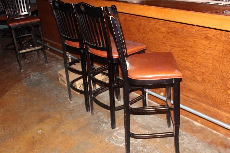 lot 240 image: Lot of (4) Brown High-back Bar Stools