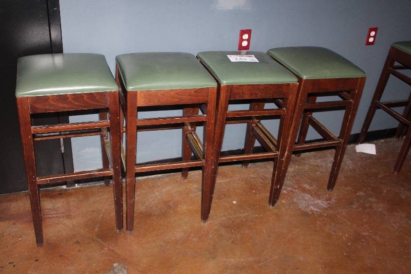 lot 235 image: Lot of (4) Green Bar Stools