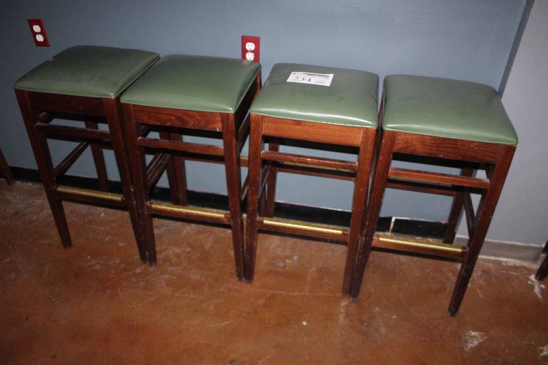 lot 234 image: Lot of (4) Green Bar Stools