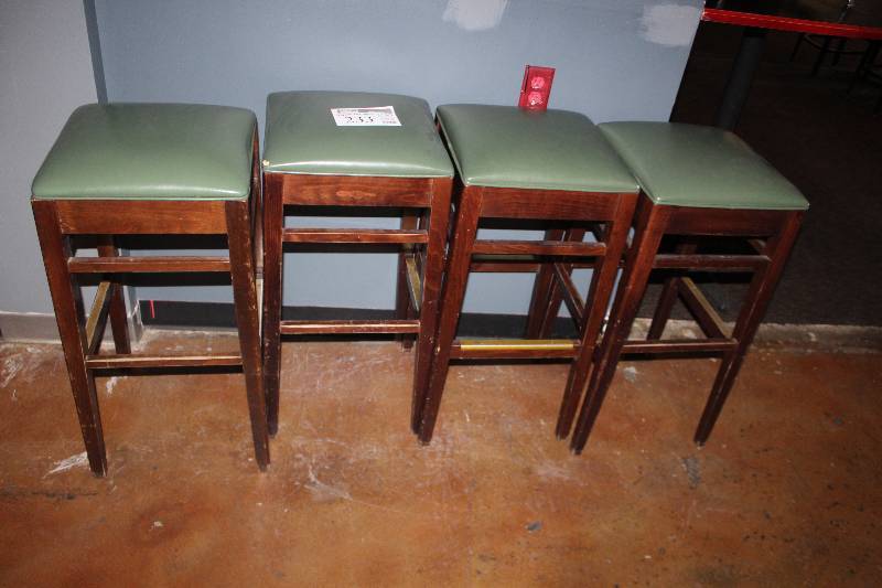 lot 233 image: Lot of (4) Green Bar Stools