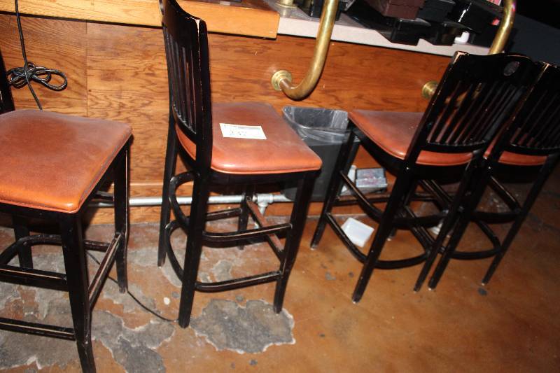 lot 237 image: Lot of (4) Brown High-back Bar Stools