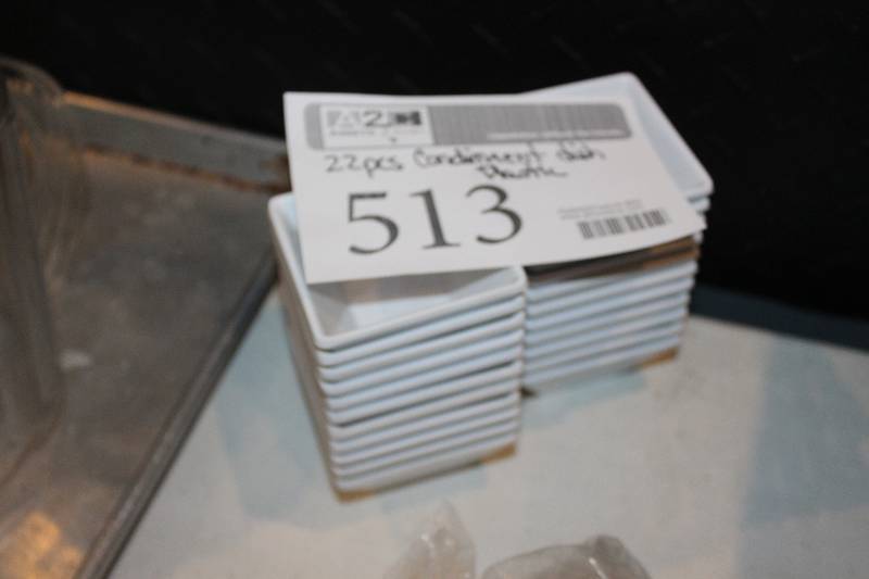 lot 513 image: Lot of (22) Square Plastic Condiment Cups