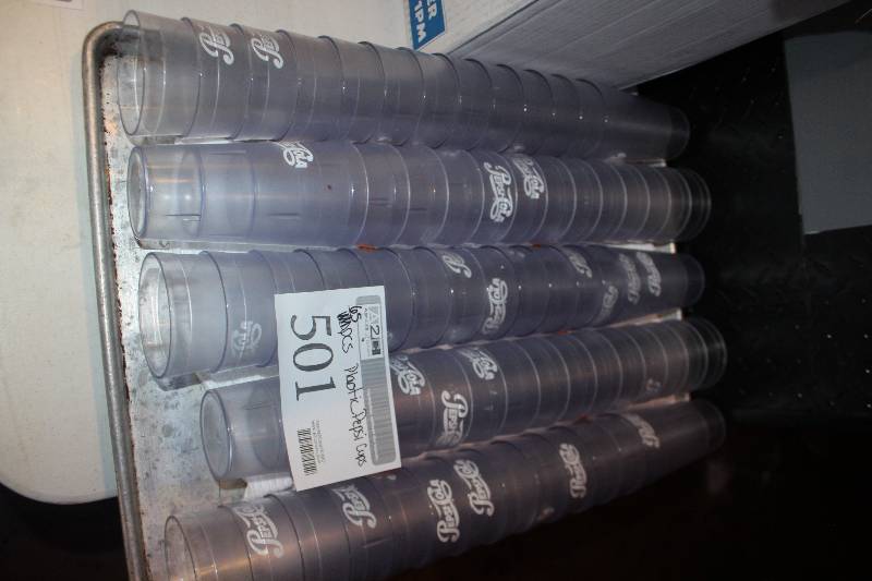 lot 501 image: Lot of (65) Pepsi Clear Plastic 20oz. Tumblers
