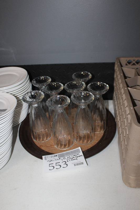 lot 553 image: Lot of (9) Glassware Includes 8) Ice Cream Tulip Glasses, 1) Serving Tray