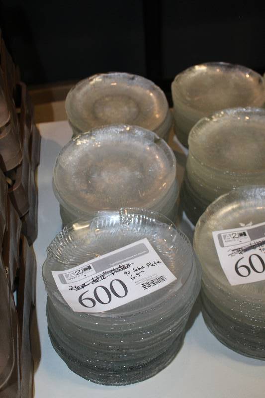 lot 600 image: Lot of (90) Glass 6.5in. Salad Plates