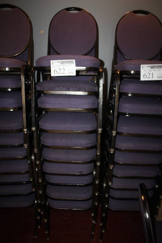 lot 622 image: Lot of (10) Stackable Padded Metal Chairs
