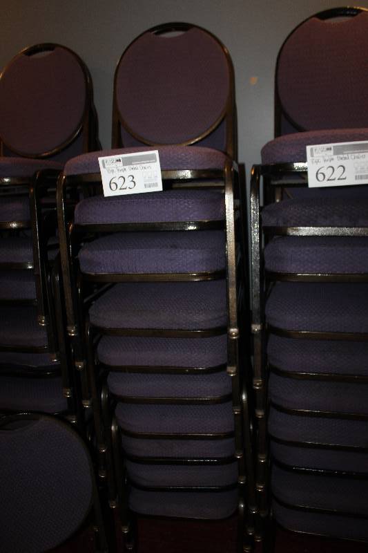 lot 623 image: Lot of (10) Stackable Padded Metal Chairs