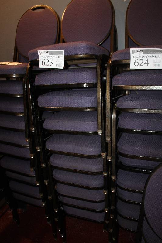 lot 625 image: Lot of (10) Stackable Padded Metal Chairs