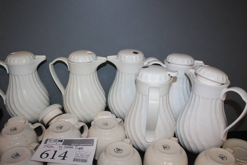 lot 613 image: Lot of (6) China Coffee Thermos