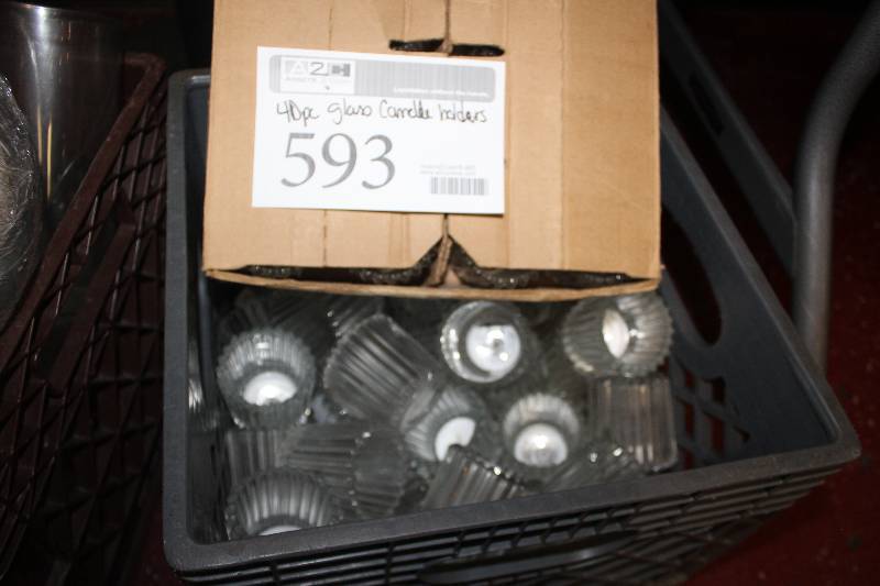 lot 593 image: Lot of (40) Glass Candle Holders