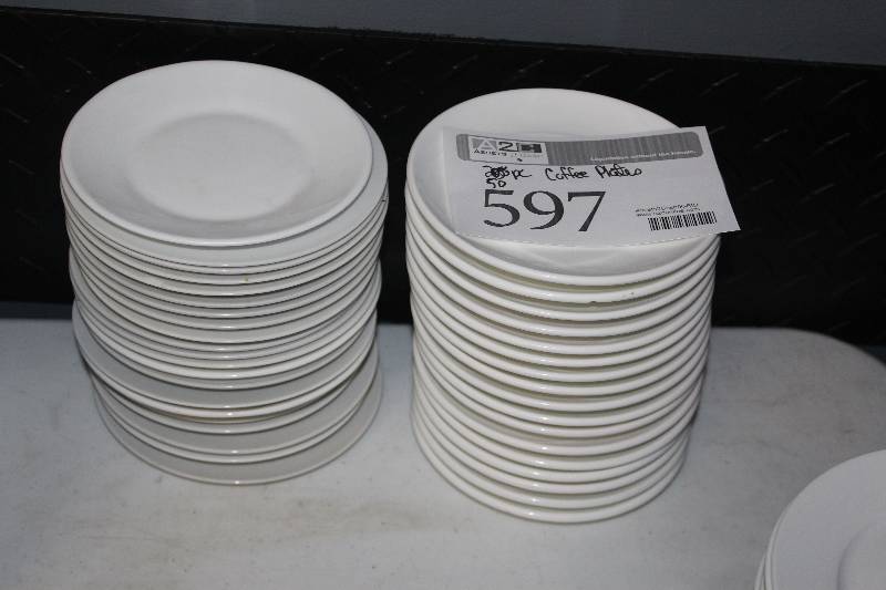 lot 597 image: Lot of (50) Oneida Bone China Coffee Cup Saucers