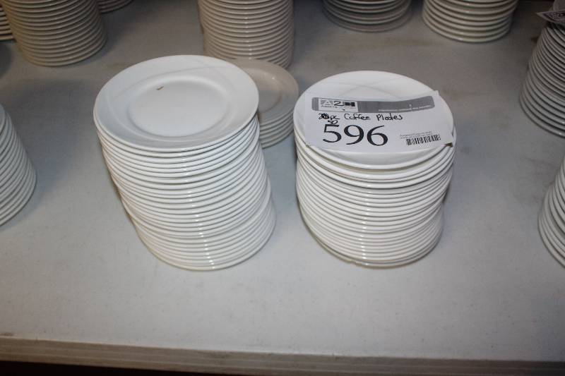 lot 596 image: Lot of (50) Oneida Bone China Coffee Cup Saucers
