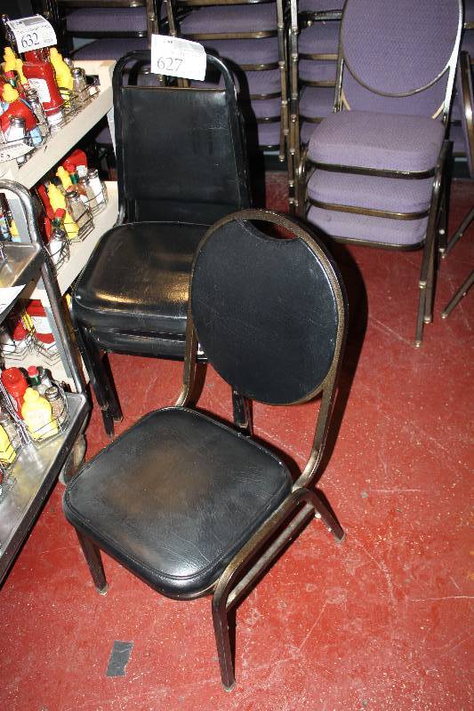 lot 627 image: Lot of (4) Stackable Padded Metal Chairs
