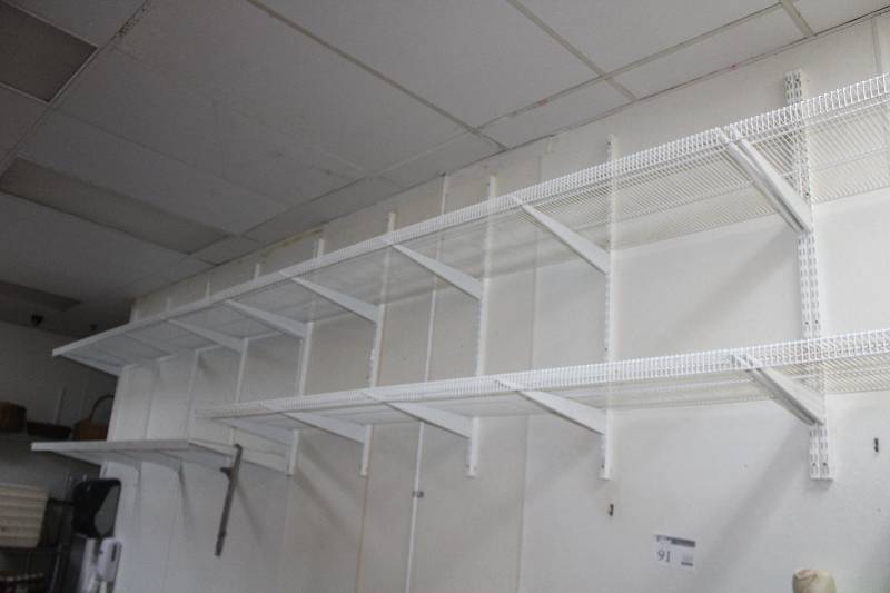 lot 91 image: Lot of (2) Section Wall Shelf w 4-Shelves