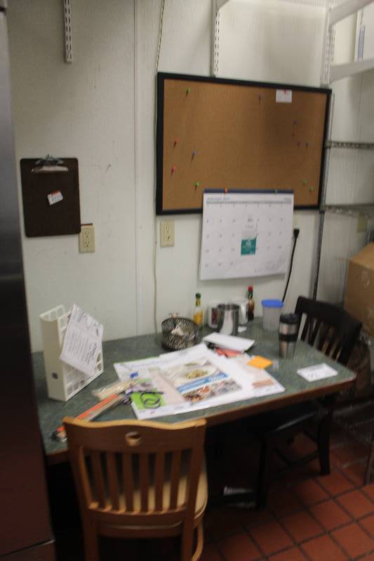 lot 92 image: Table, 2-Chairs, Whiteboard, Cork Board
