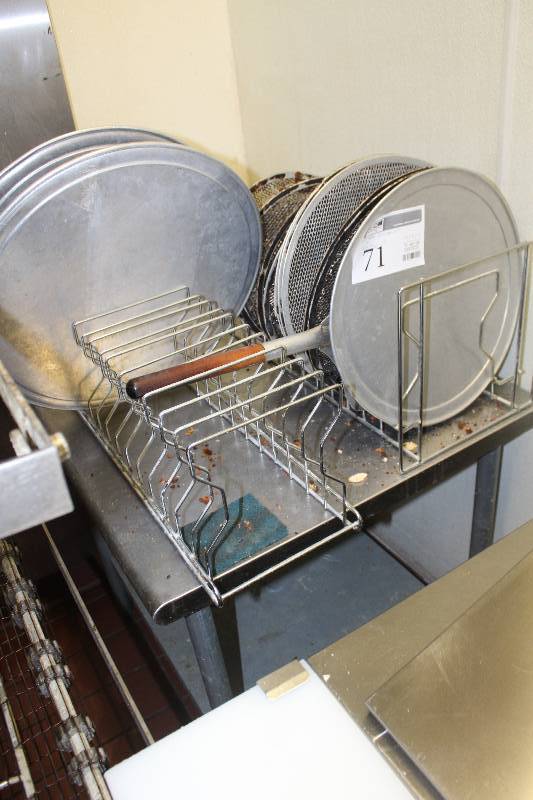 lot 71 image: Lot of (10) Pizza Trays & NSF Prep Table