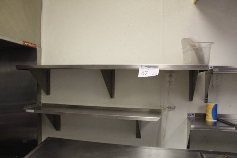 lot 67 image: Lot of (2) NSF Stainless Steel Wall Shelves
