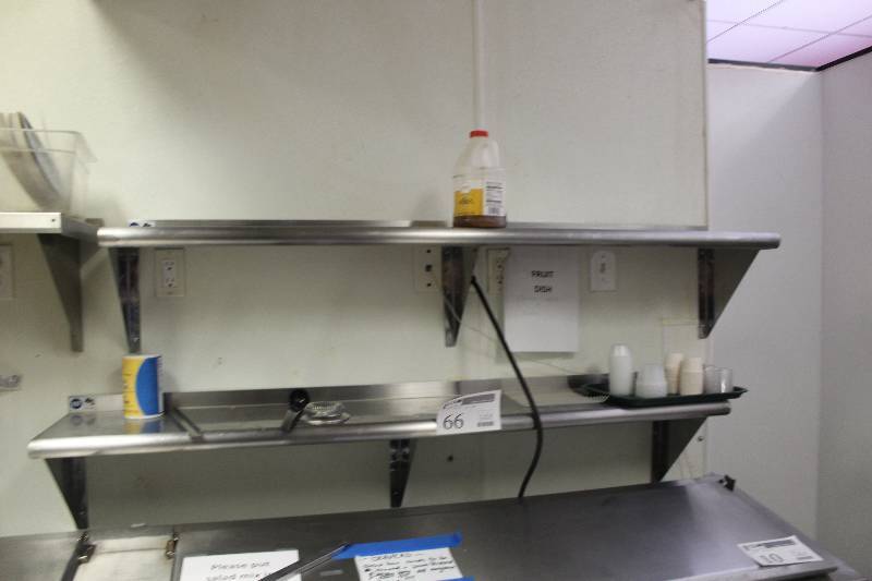lot 66 image: Lot of (2) NSF Stainless Steel Wall Shelves
