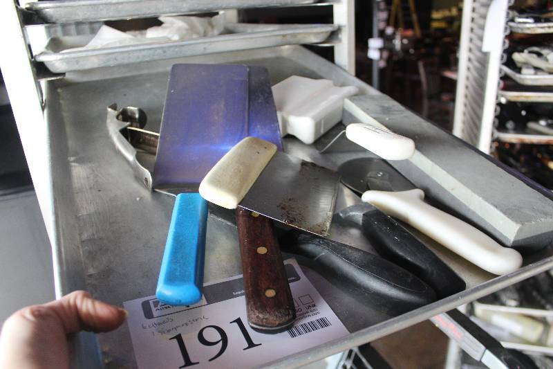 lot 191 image: Lot of (7) Kitchenware Includes 6) Utensils, 1) Knife Sharpening Stone
