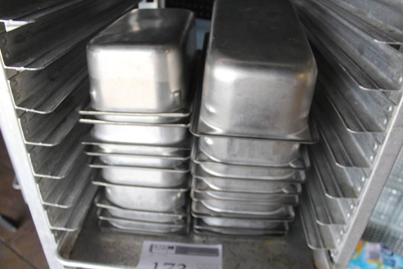 lot 173 image: Lot of (18) NSF Stainless Steel Serving Pans