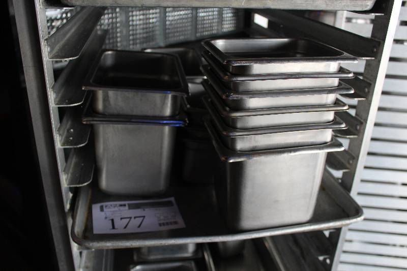 lot 177 image: Lot of (51) NSF Stainless Steel Serving Pans