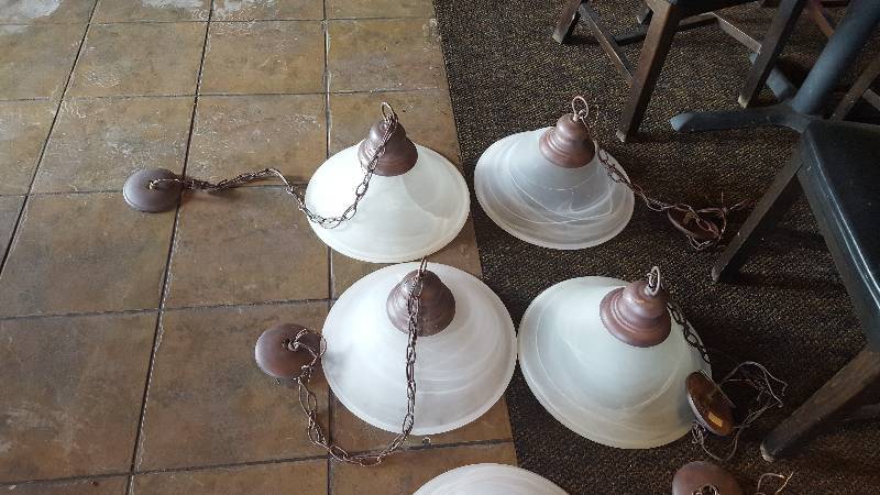 lot 269 image: Lot of (4) Frosted Glass Bell Shape Hanging Lamp