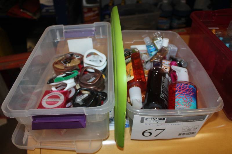 Lot of (2) Organizer Bins of Scented Oils