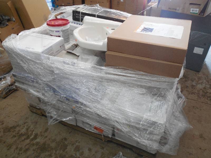 lot 6 image: HUGE PALLET OF FLOORING AND MISC.