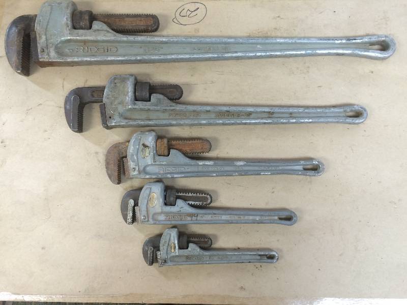 Ridgid aluminum pipe wrench shop set