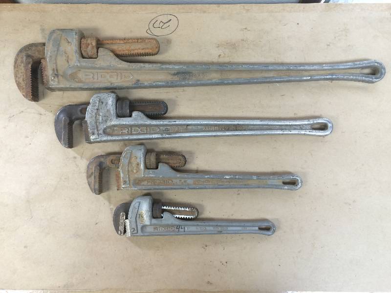 lot 43 image: Ridgid Aluminum Pipe Wrench Set