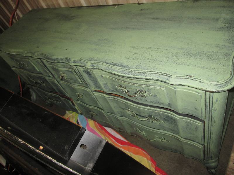 Green DistressedPainted 9-Drawer Dr...