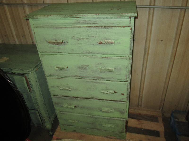 Green Distressed Painted Chest of 5...