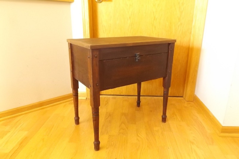 lot 7 image: Small Antique Solid Wood Drop Front Table
