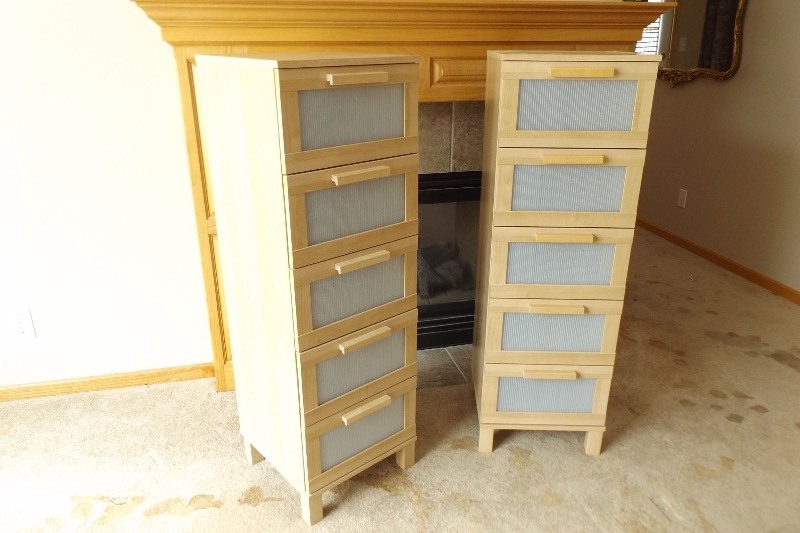 lot 52 image: 2 New Tall 5 Drawer Garment Dressers