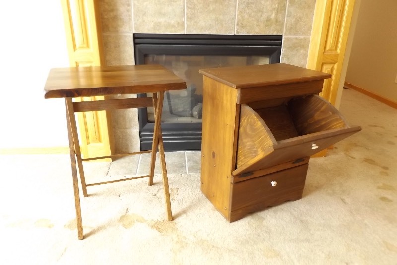 lot 55 image: Solid Wood Pull Front Side Table, and Tray Table