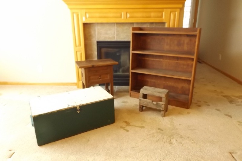 lot 70 image: AntiqueVintage Solid Wood Chest, Shelf, Stool etc.