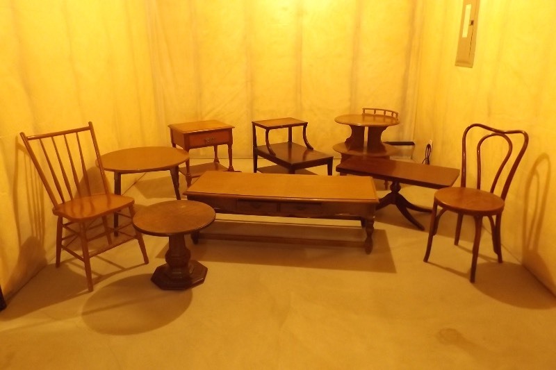 lot 92 image: Large Lot of Solid Wood Accent Furniture, Chairs, etc.