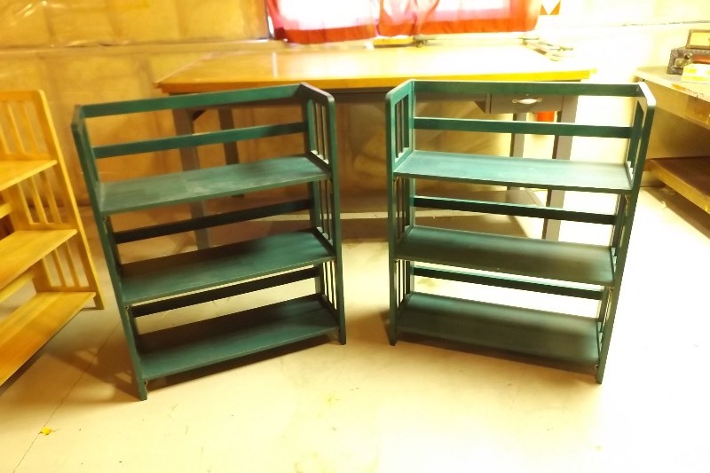 lot 95 image: 2 Wood Folding Shelves