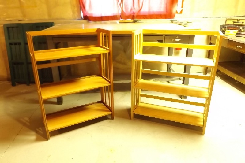 lot 96 image: 2 Wood Folding Shelves