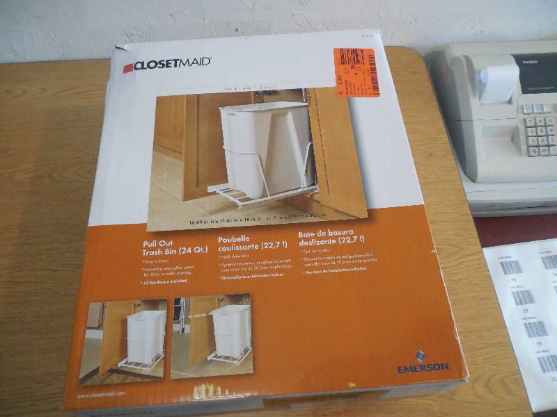 lot 40 image: ClosetMaid 6 Gal. White Pull-Out Trash Can