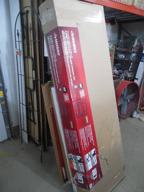 lot 25 image: Husky 77 in. W x 78 in. H x 24 in. D Steel Garage Shelving Unit
