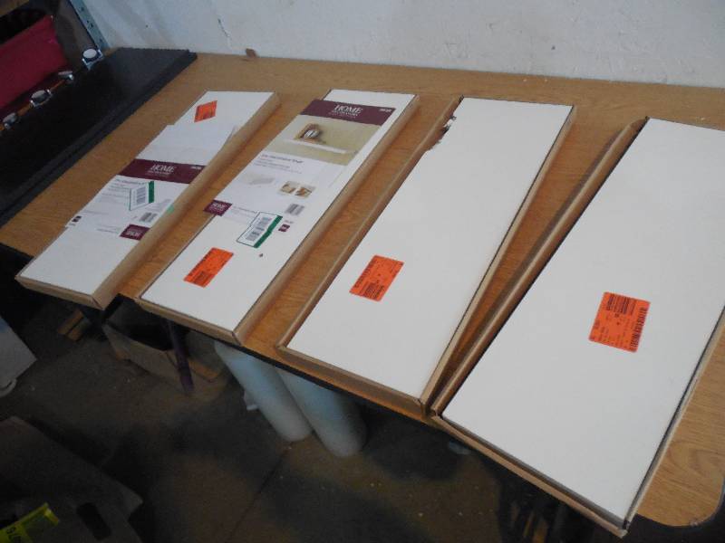 lot 108 image: (4) Home Decorators Collection 8 in. D x 24 in. L x 1-14 in. H Slim Shelf in White