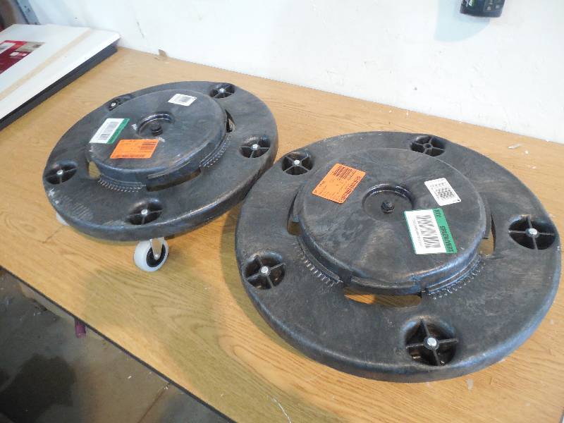 lot 147 image: (2) Rubbermaid Commercial Products Brute Trash Can Dolly