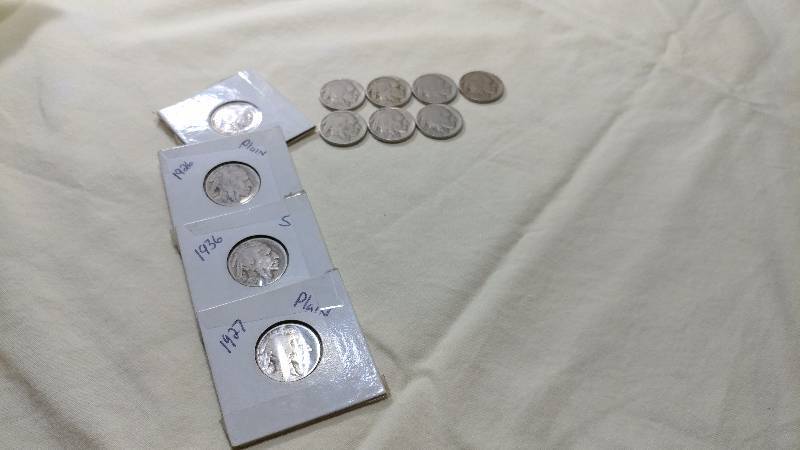 Eleven Buffalo Nickels - Dates Ranging