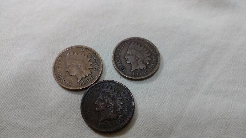 Lot of 3 Indian Head Pennies - 1897, 1903, 1906